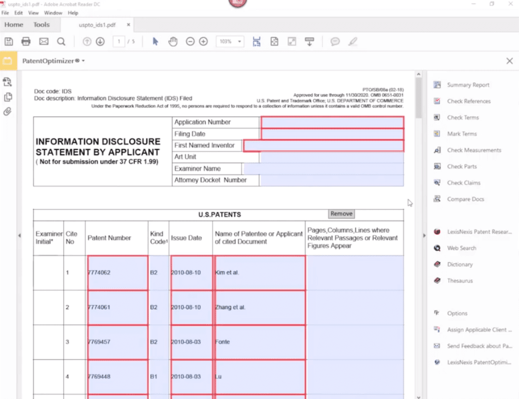 IDS forms