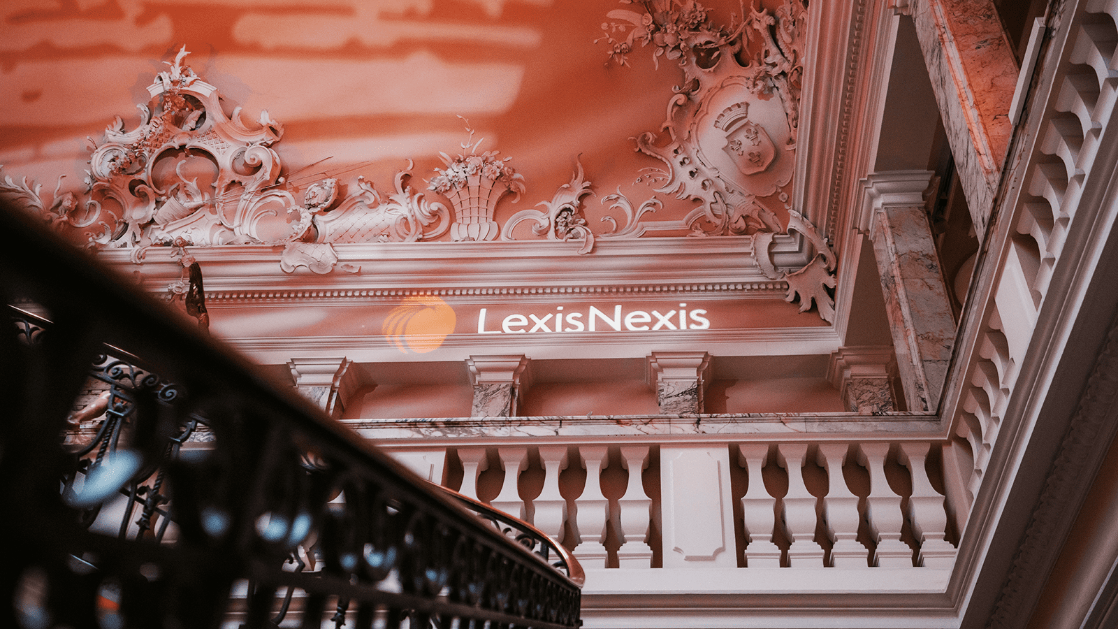 The LexisNexis logo showing in an interior of Henkell Freixenet, the Patentsight+ Summit venue in Wiesbaden, Germany, June 2024